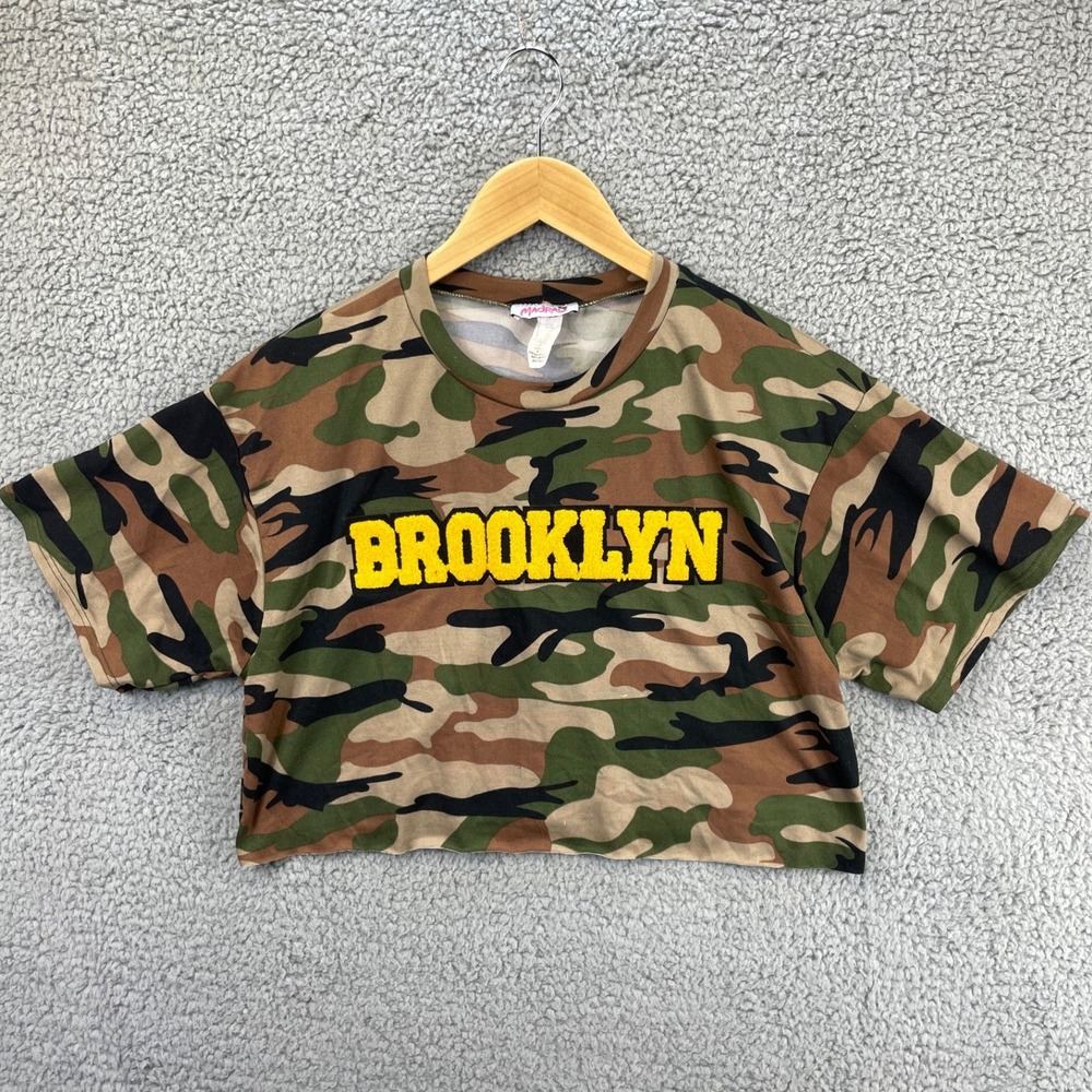 Madras Crop Top T-Shirt Brooklyn Womens Small Camo Streetwear Short Sleeve
